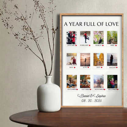 A Year Full Of Love With Monthly Photos And Heart Symbols