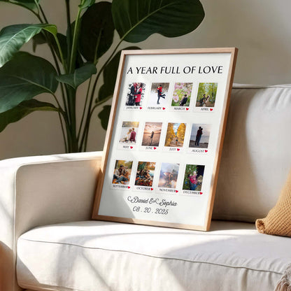A Year Full Of Love With Monthly Photos And Heart Symbols