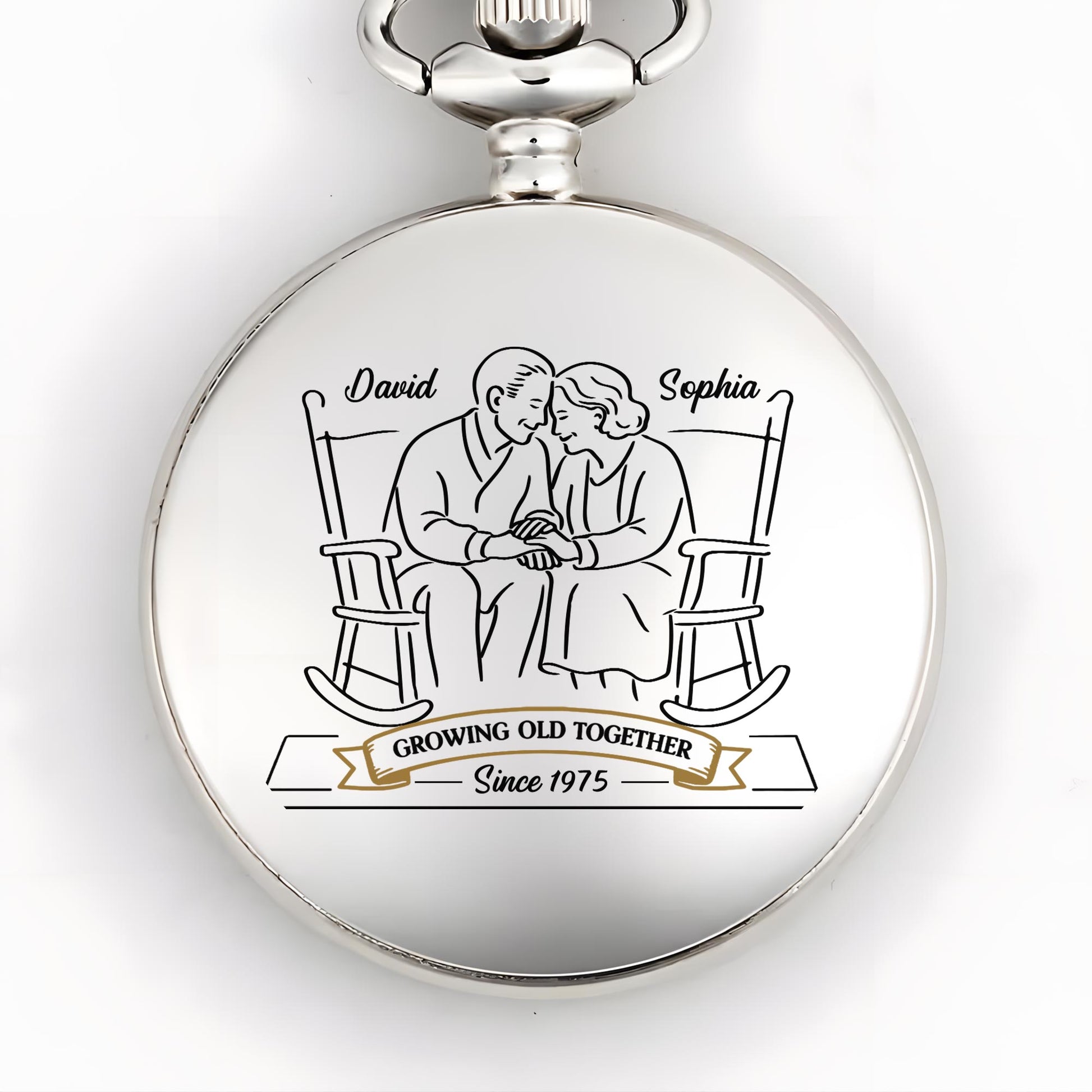 Growing Old Together, Elderly Couple On Rocking Chairs