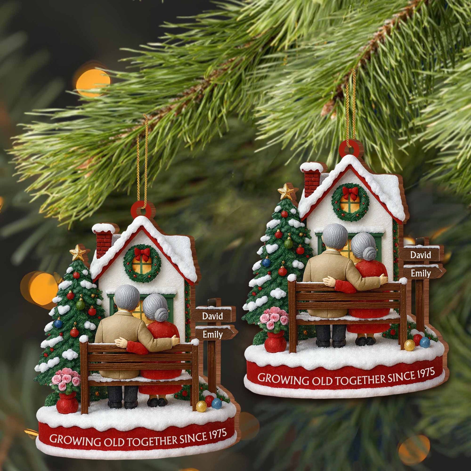 Growing Old Together, Christmas Tree And Snow Scene