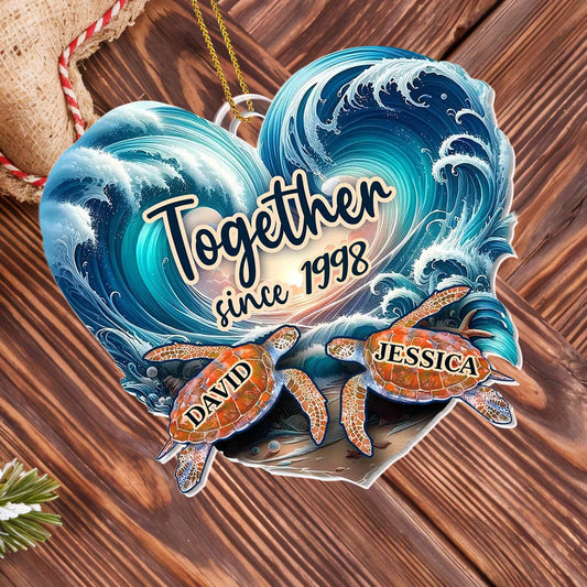 Together Since [Custom Year], Heart Shaped with Sea Turtles