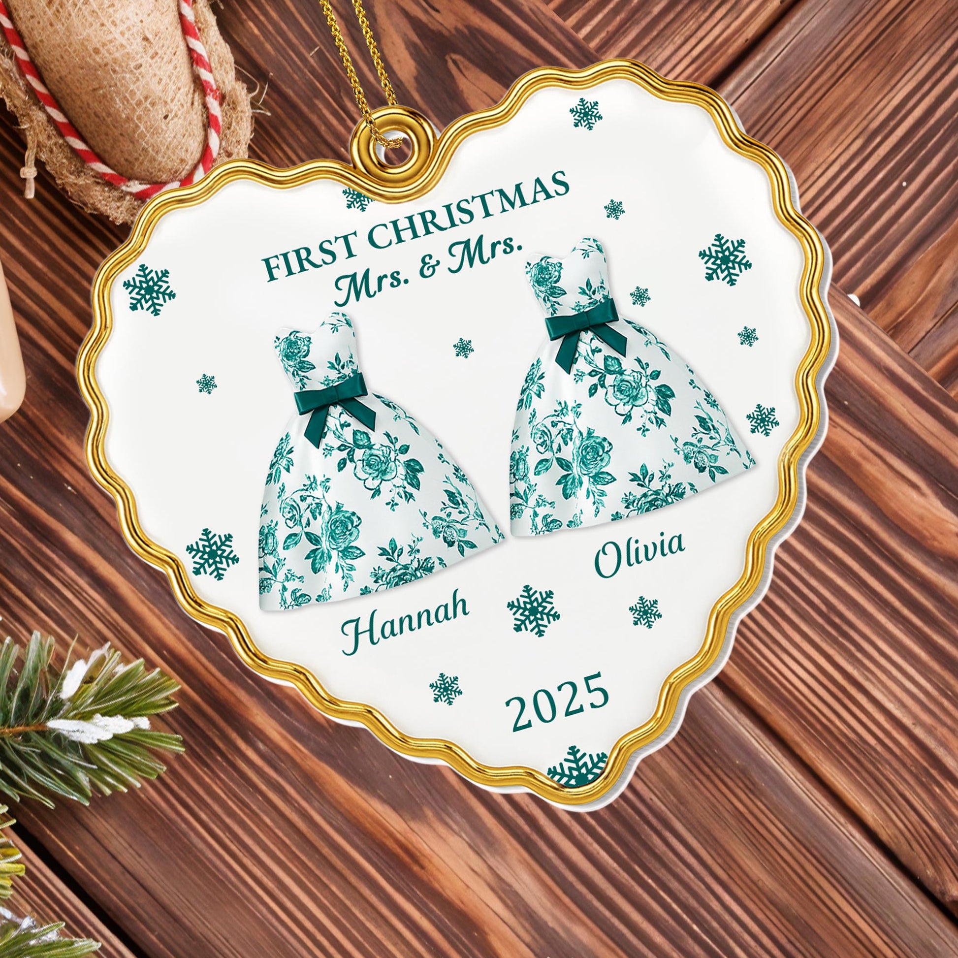 First Christmas Mr And Mrs With Suits And Snowflakes