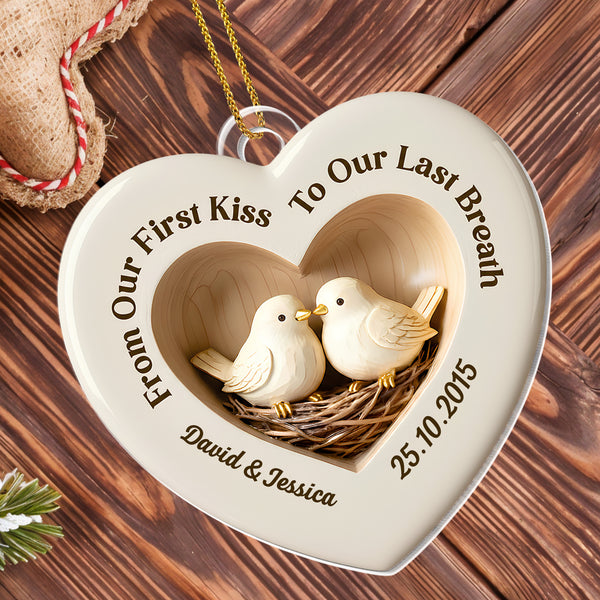 From Our First Kiss To Our Last Breath, Heart-Shaped Doves Ornament