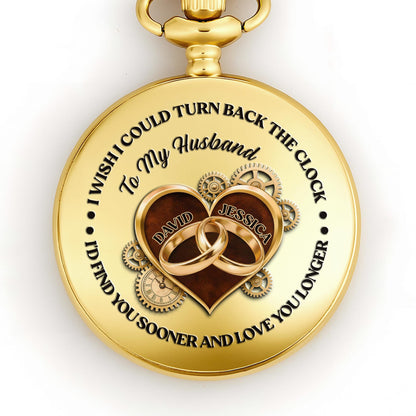 I Wish I Could Turn Back The Clock, Heart And Rings - Personalized Custom Pocket Watch - CPL835_GWATCH