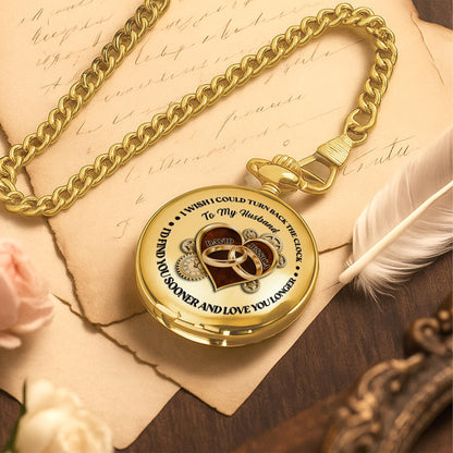 I Wish I Could Turn Back The Clock, Heart And Rings - Personalized Custom Pocket Watch - CPL835_GWATCH