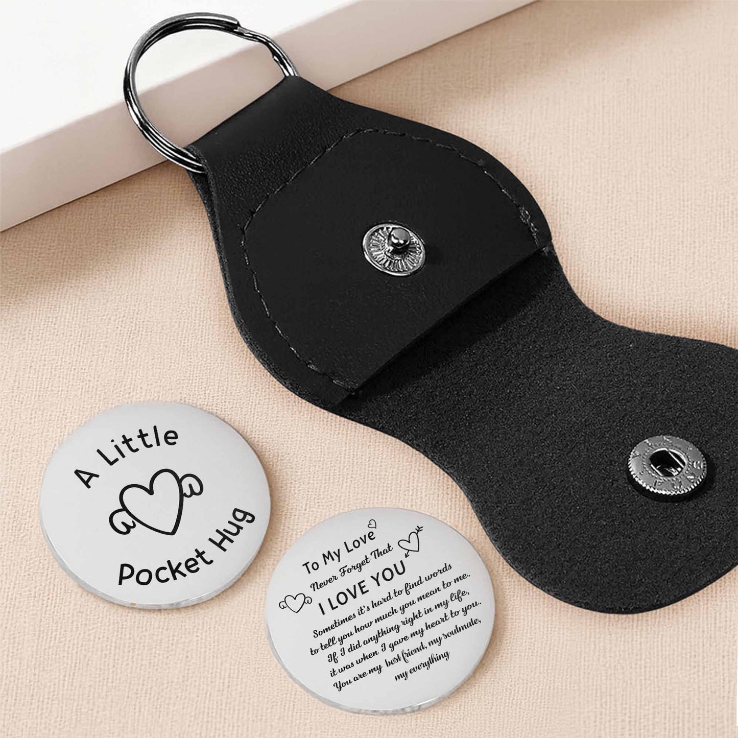 A Little Pocket Hug, Heart And Keychain Love Token - Personalized Custom Pocket Hug - CPL836_HTOK