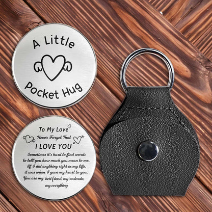 A Little Pocket Hug, Heart And Keychain Love Token - Personalized Custom Pocket Hug - CPL836_HTOK