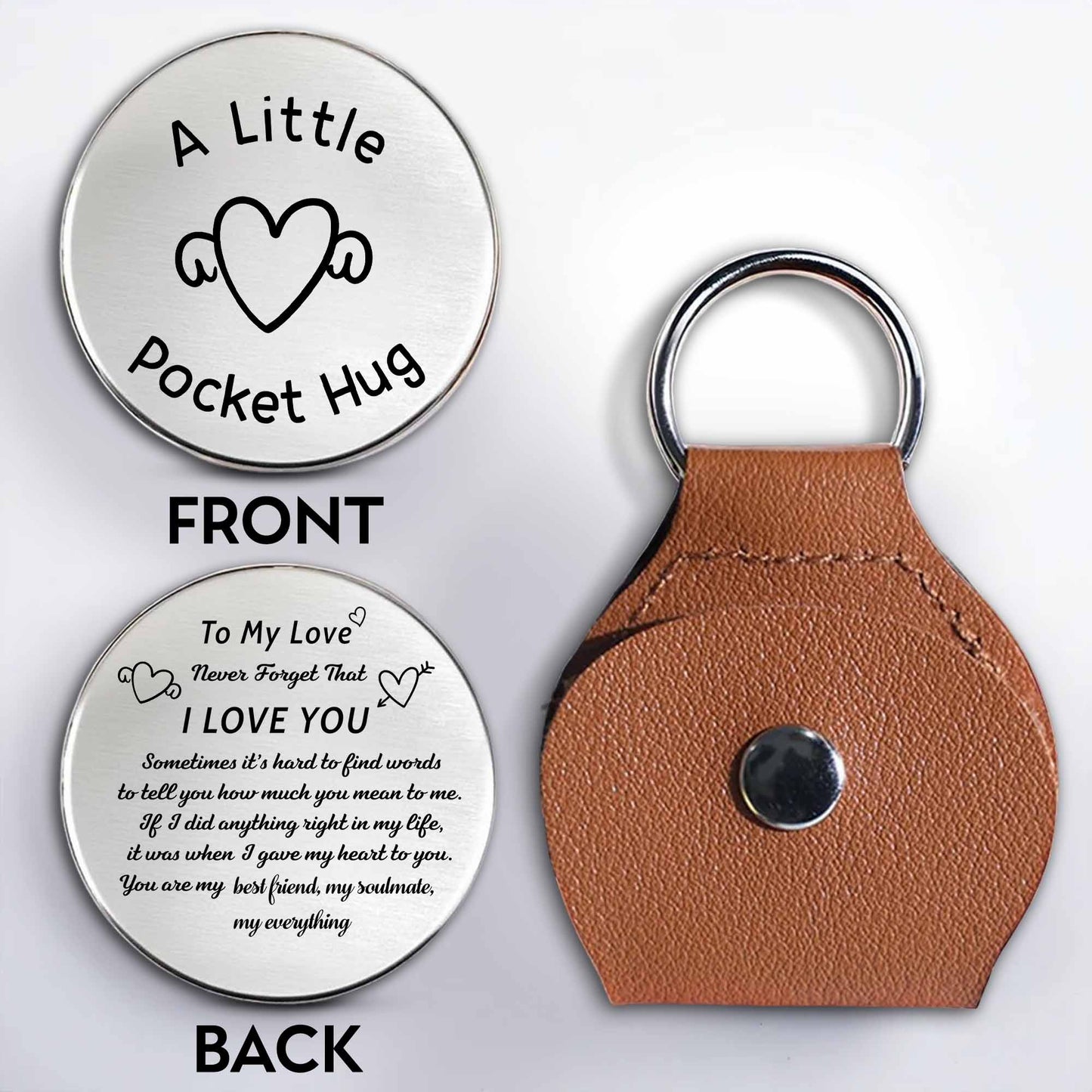 A Little Pocket Hug, Heart And Keychain Love Token - Personalized Custom Pocket Hug - CPL836_HTOK