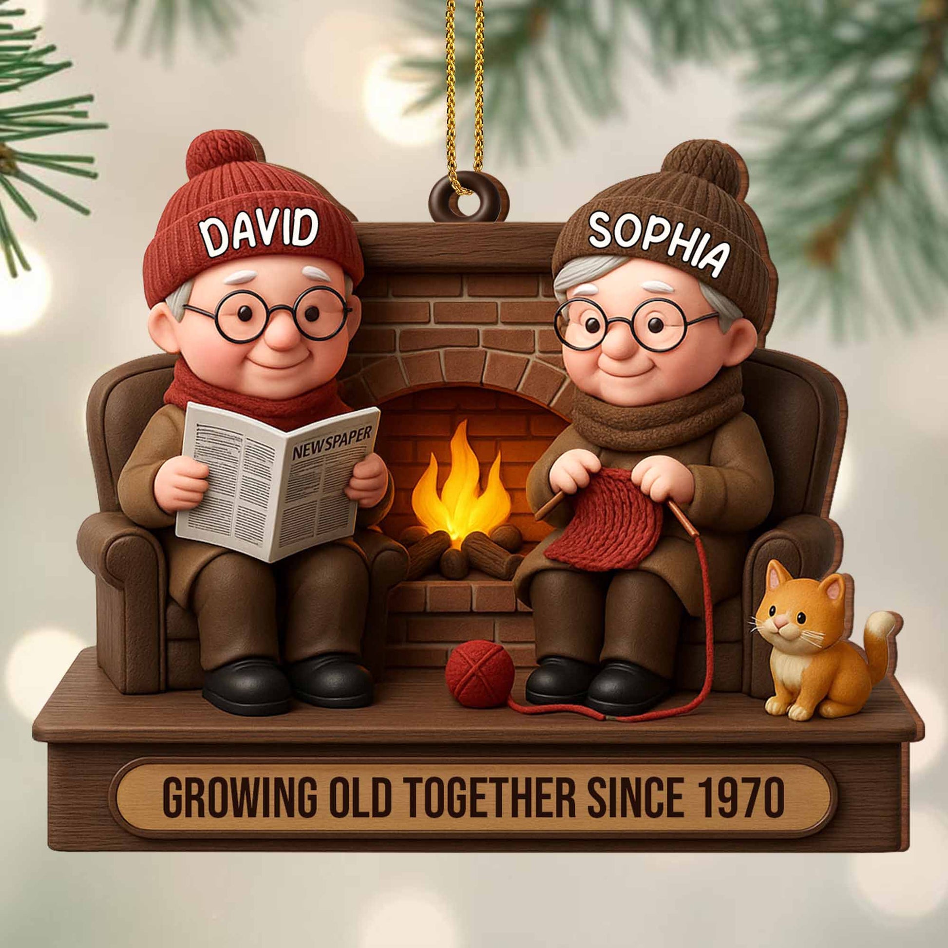 Growing Old Together Since Acrylic Ornament, Elderly Couple