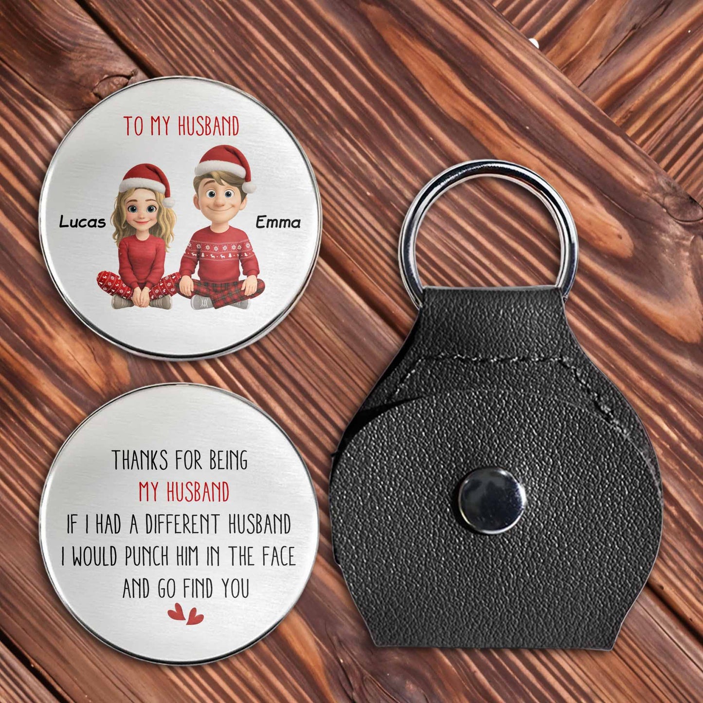 To My Husband, Thanks For Being My Husband, Cartoon Couple With Santa Hats