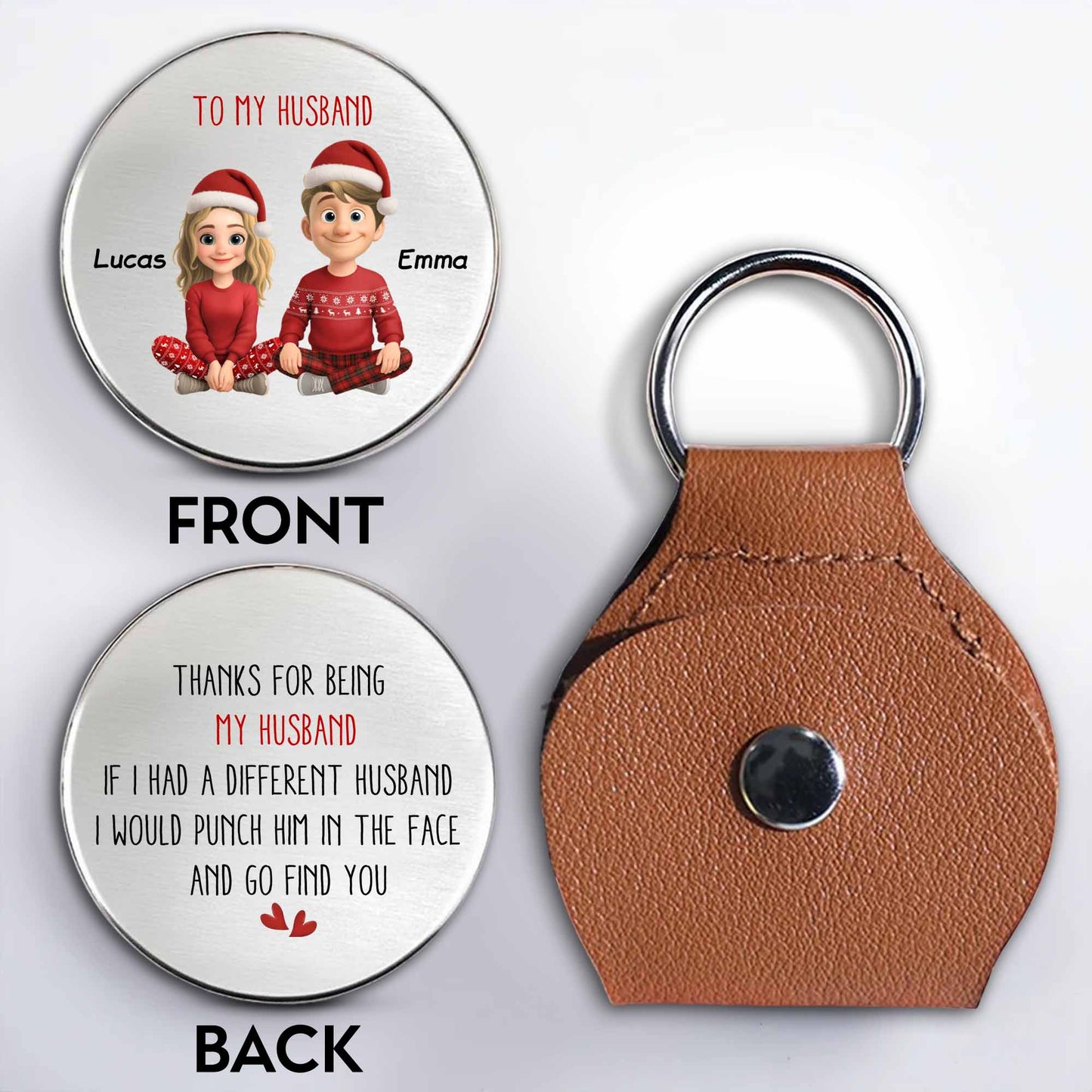 To My Husband, Thanks For Being My Husband, Cartoon Couple With Santa Hats