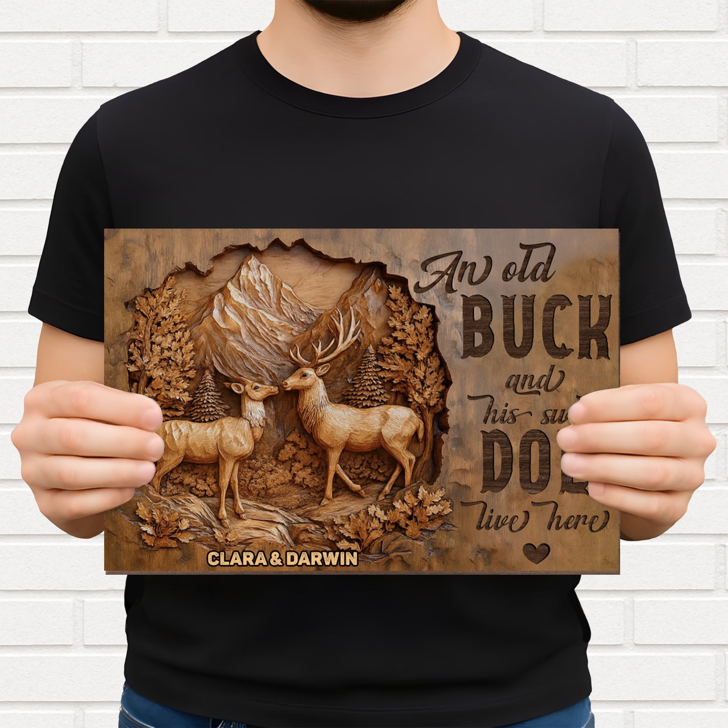 An Old Buck And His Sweet Doe, Woodland Decor
