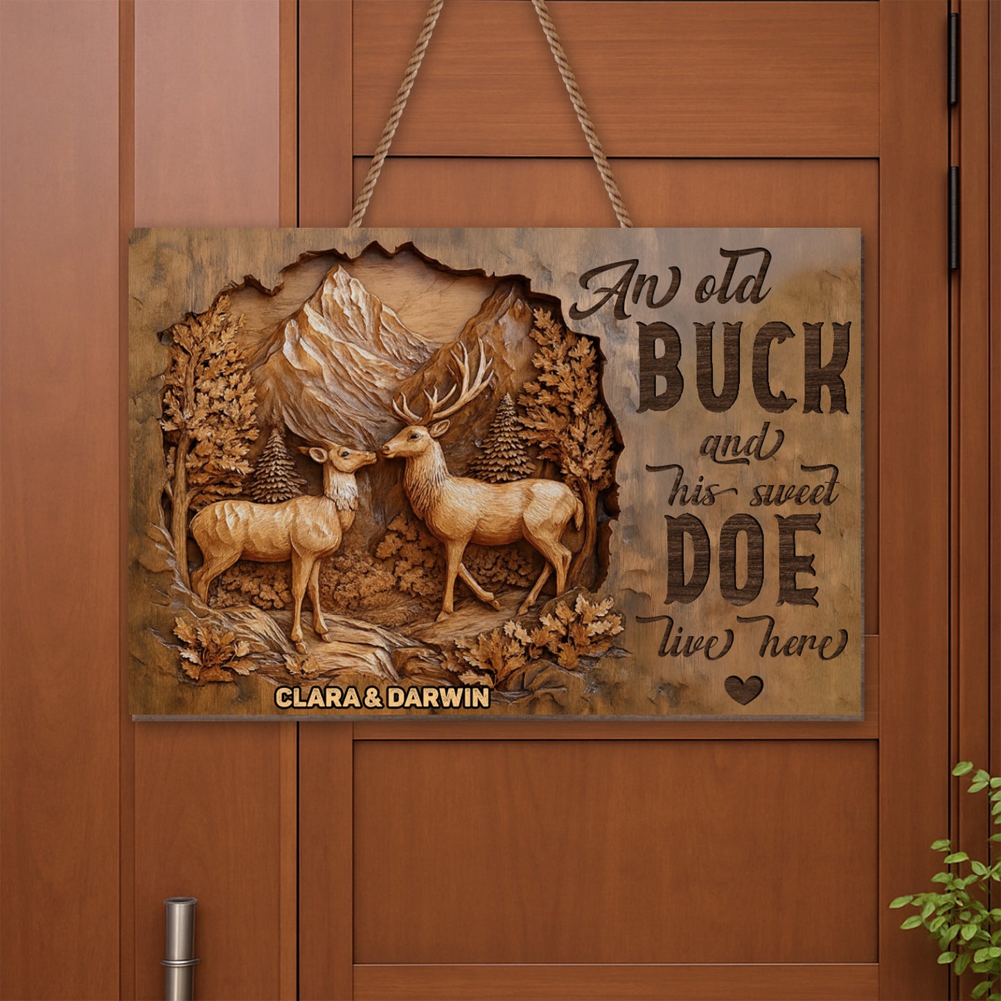 An Old Buck And His Sweet Doe, Woodland Decor