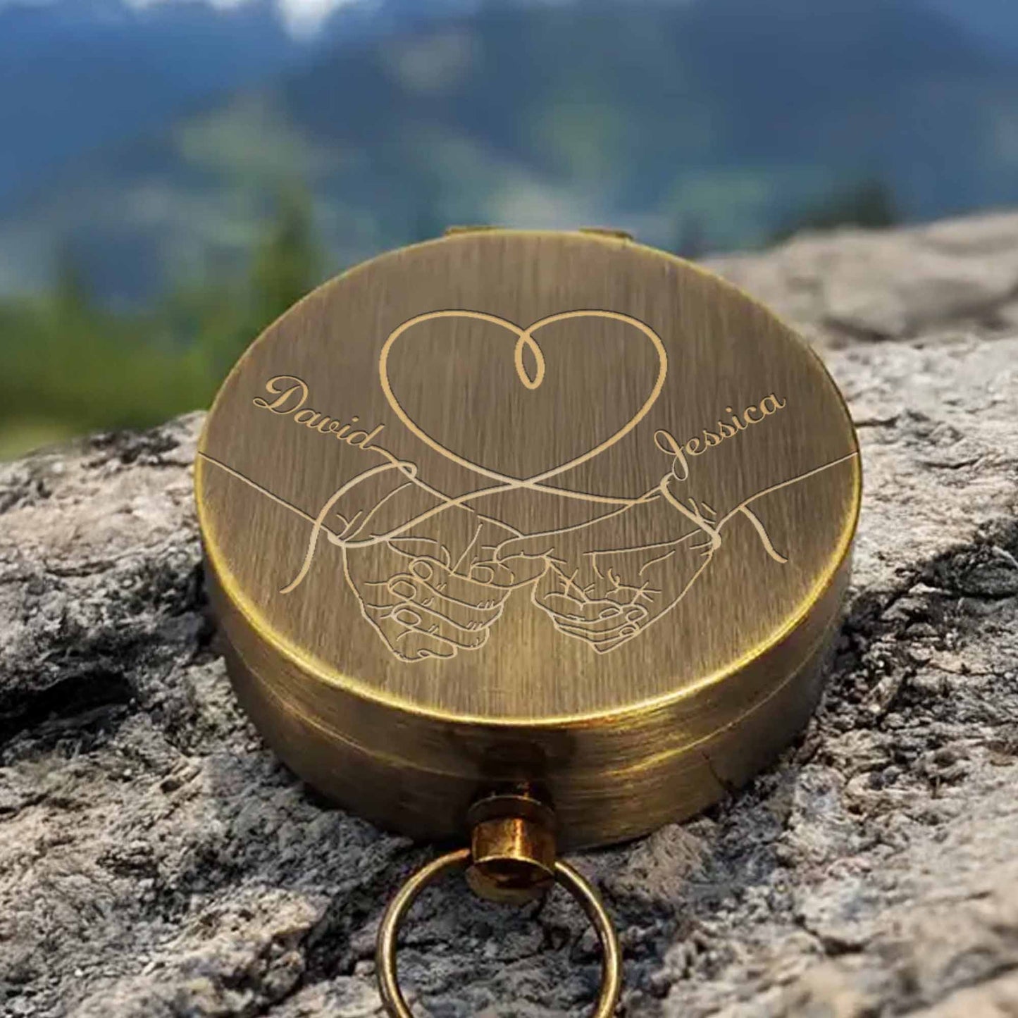So You Always Find Your Way Back To Me Pinky Swear Heart Pine Trees - Personalized Engraved Brass Compass - CPL840_ECPASS