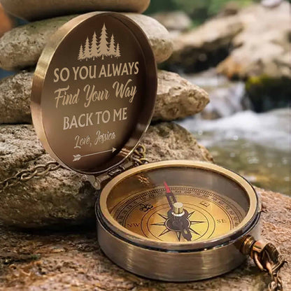 So You Always Find Your Way Back To Me Pinky Swear Heart Pine Trees - Personalized Engraved Brass Compass - CPL840_ECPASS