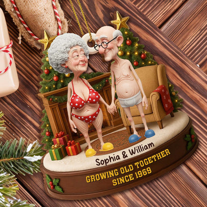 Growing Old Together, Elderly Couple Ornament