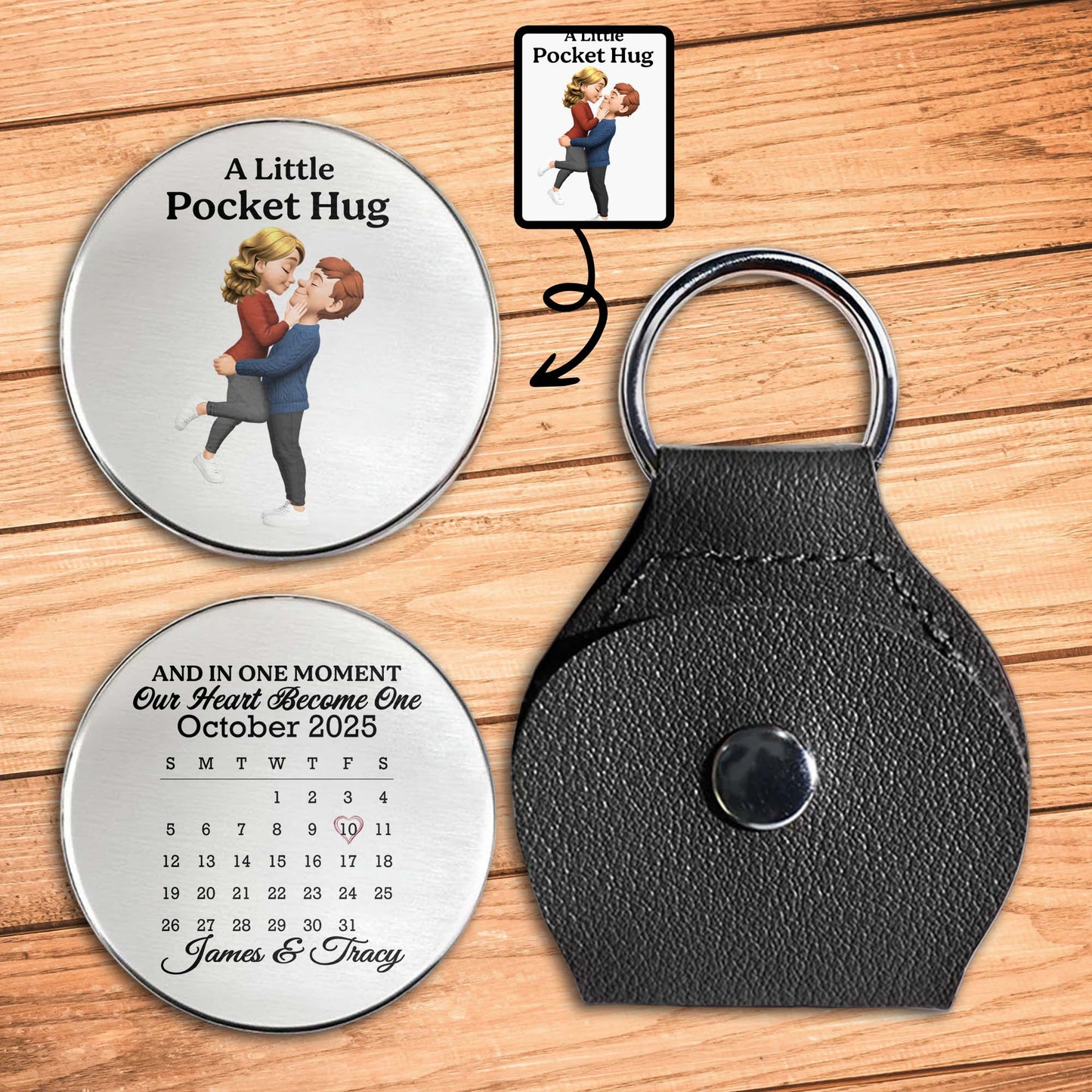 A Little Pocket Hug, Couple Embrace, Heart Calendar Design