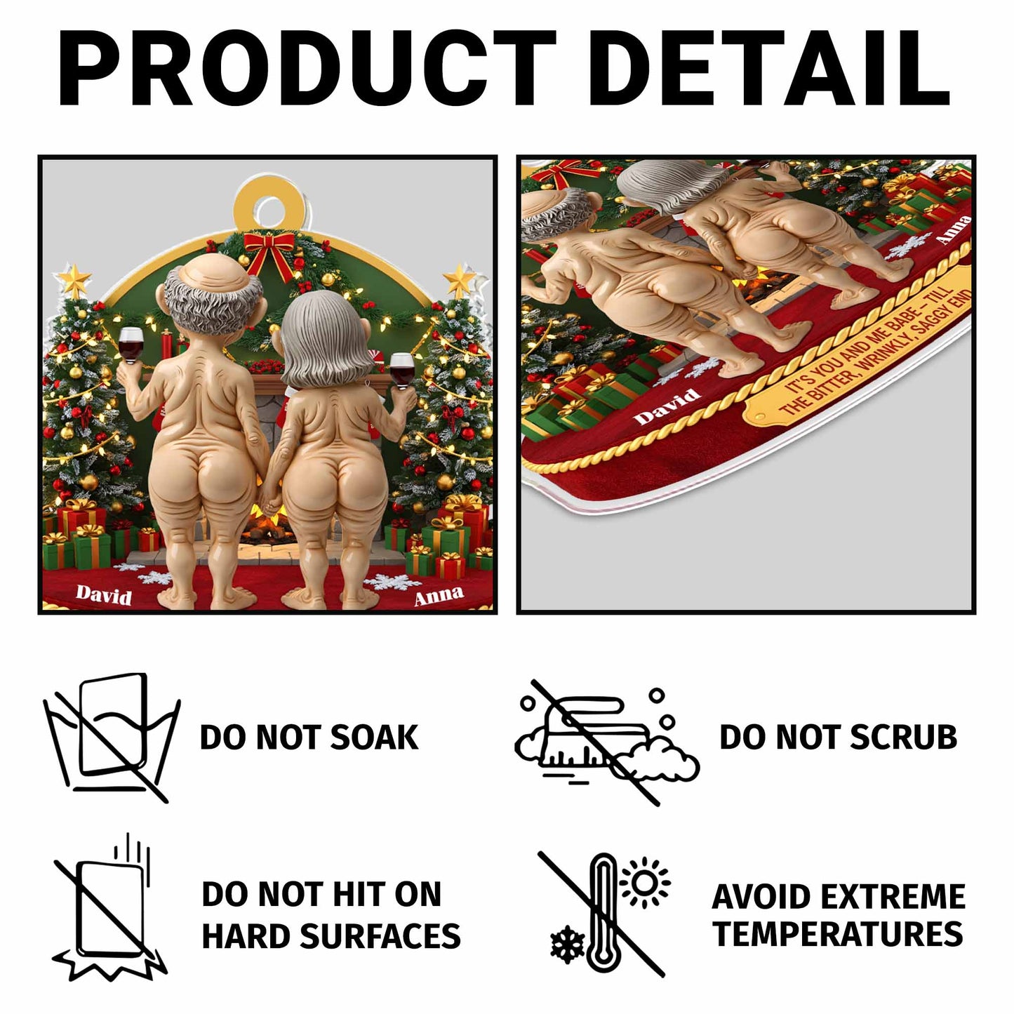 It's You And Me Babe, Elderly Couple Christmas Keychain