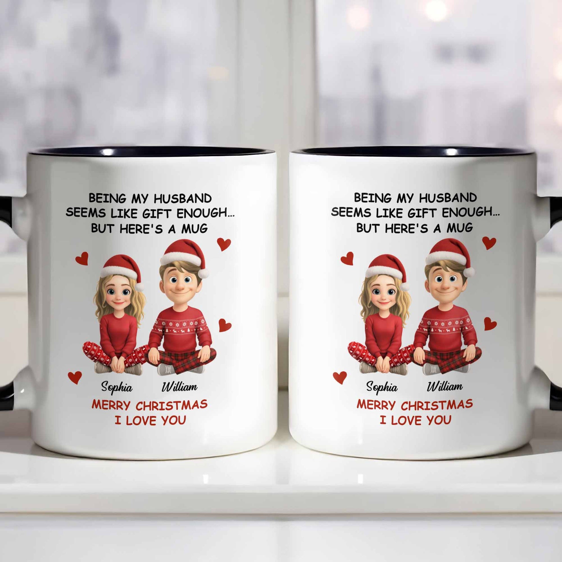 Merry Christmas I Love You, Couple With Santa Hats