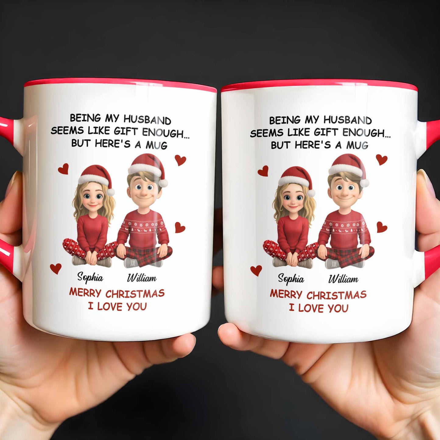 Merry Christmas I Love You, Couple With Santa Hats