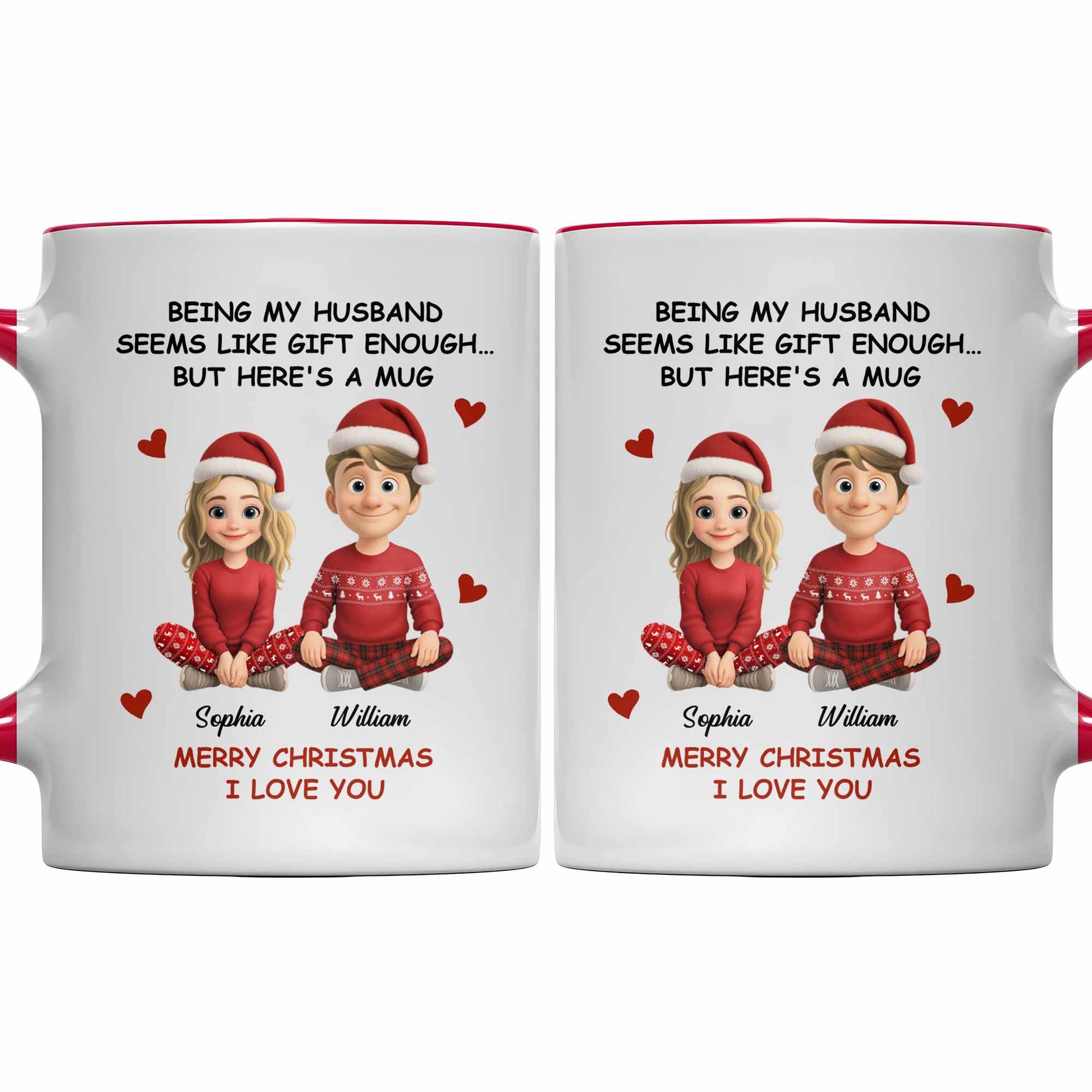 Merry Christmas I Love You, Couple With Santa Hats