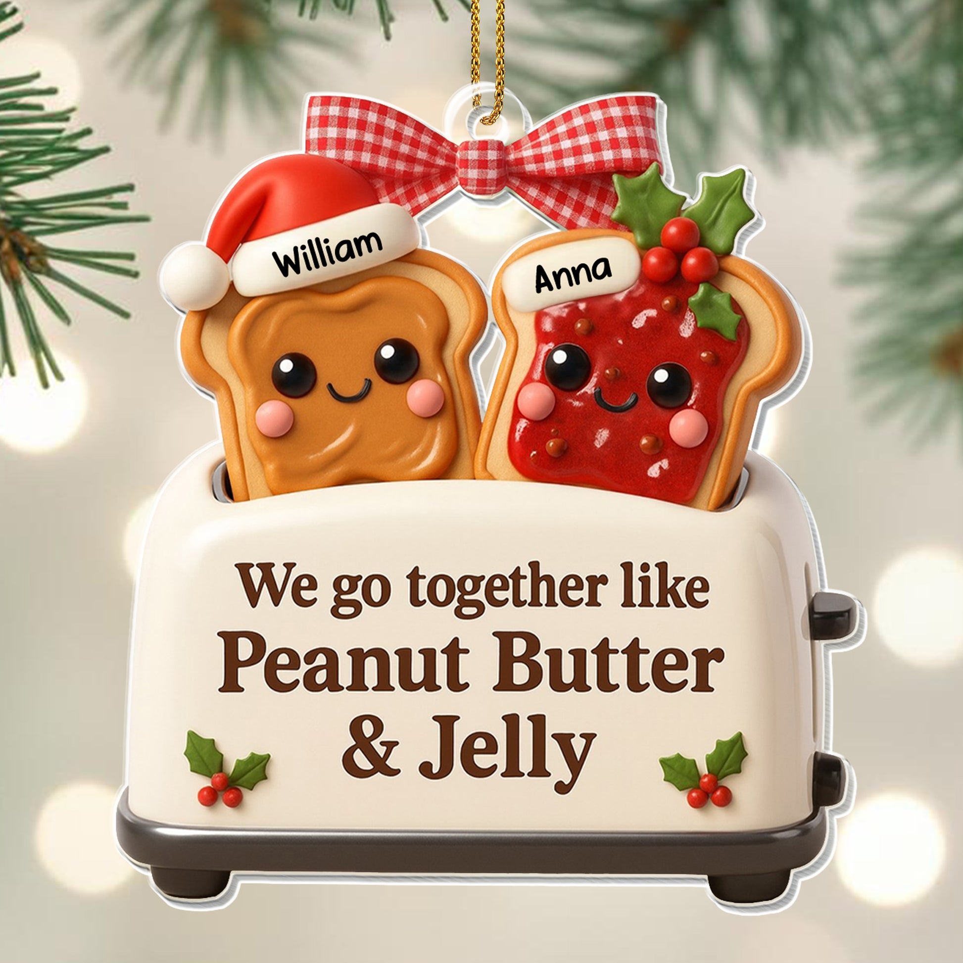 We Go Together Like Peanut Butter & Jelly Toast Ornament