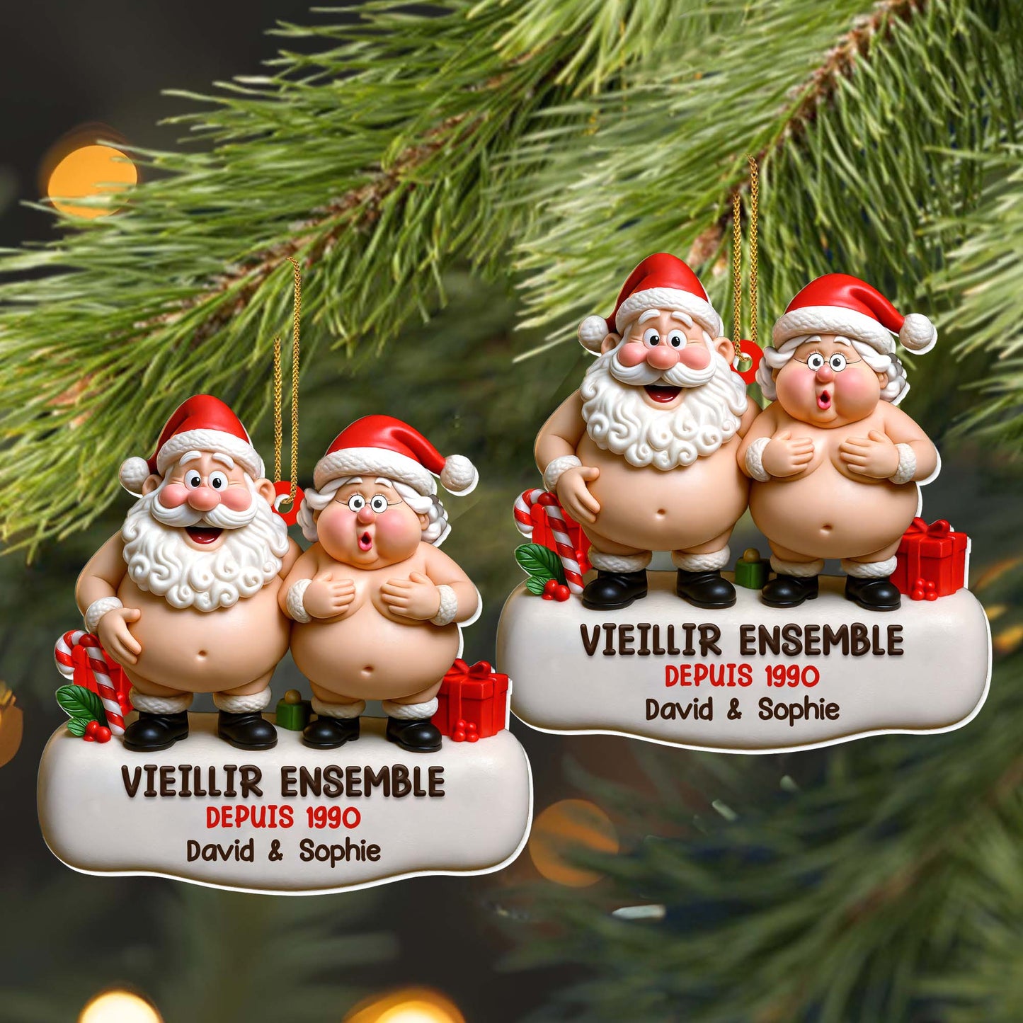 Growing Old Together Christmas Santa Ornament