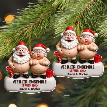 Growing Old Together Christmas Santa Ornament