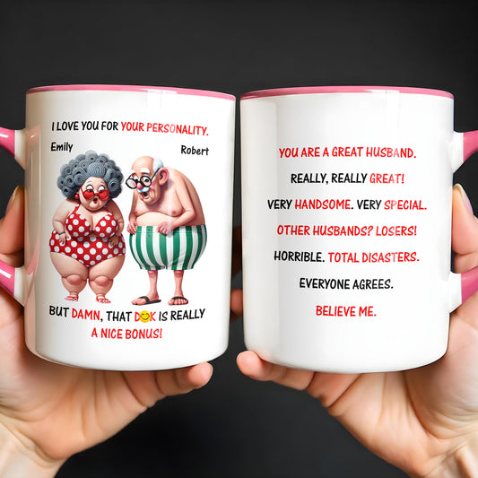 I Love You For Your Personality, Cartoon Couple Design - Personalized Custom Accent Mug - CPL855_AMUG