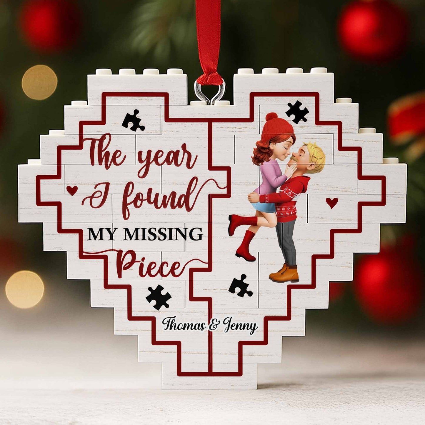 The Year I Found My Missing Pieces Heart Puzzle - Personalized Custom Heart Puzzle Ornament - CPL857_HBO