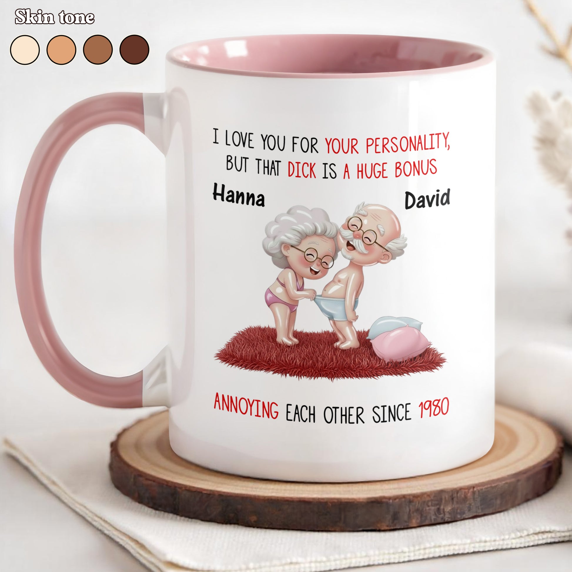 I Love You For Your Personality And More, Elderly Couple Heart Design