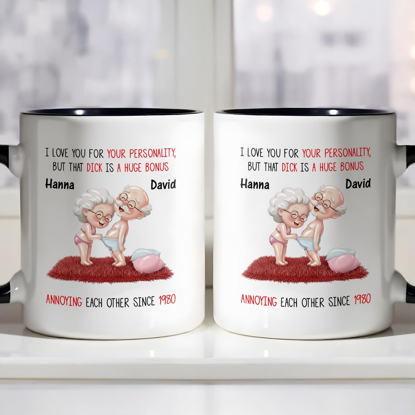 I Love You For Your Personality And More, Elderly Couple Heart Design