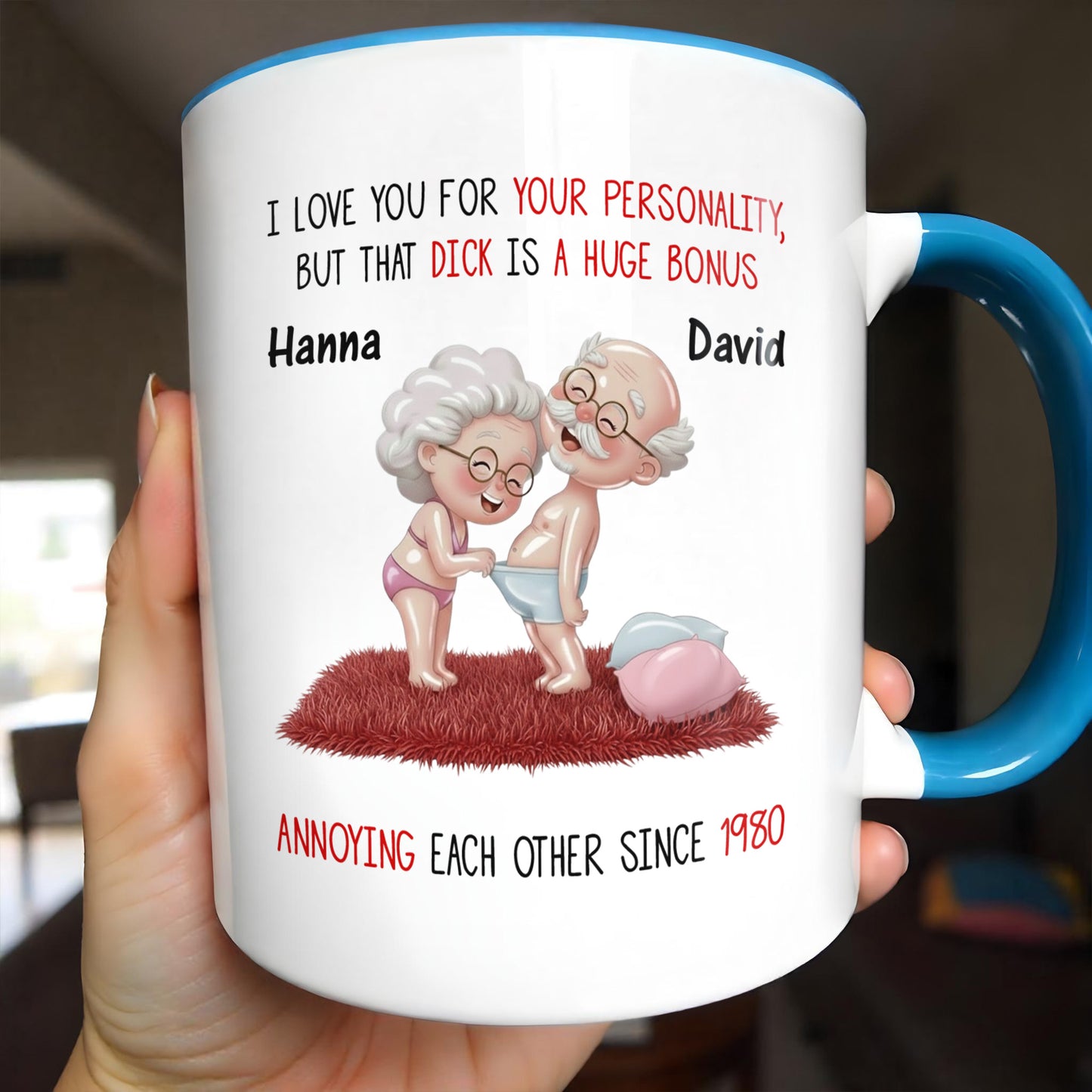 I Love You For Your Personality And More, Elderly Couple Heart Design