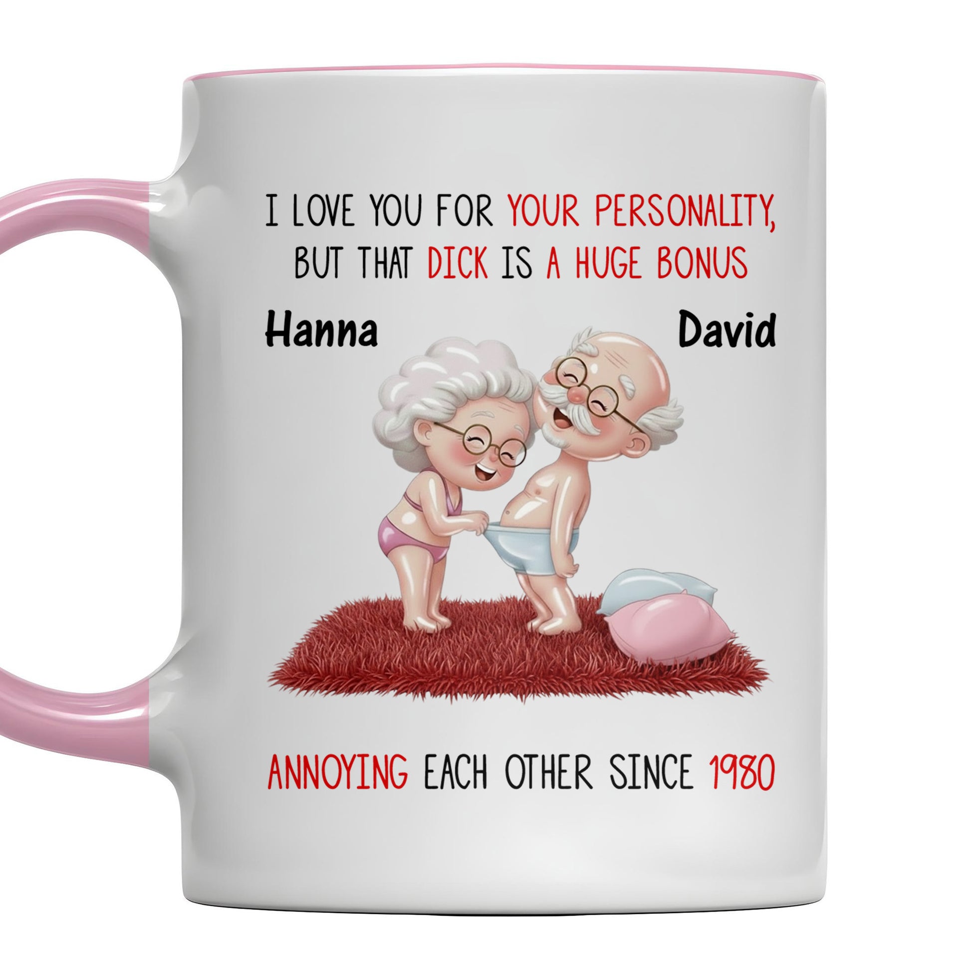 I Love You For Your Personality And More, Elderly Couple Heart Design