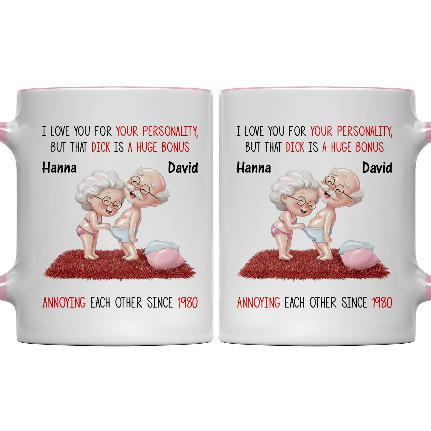 I Love You For Your Personality And More, Elderly Couple Heart Design