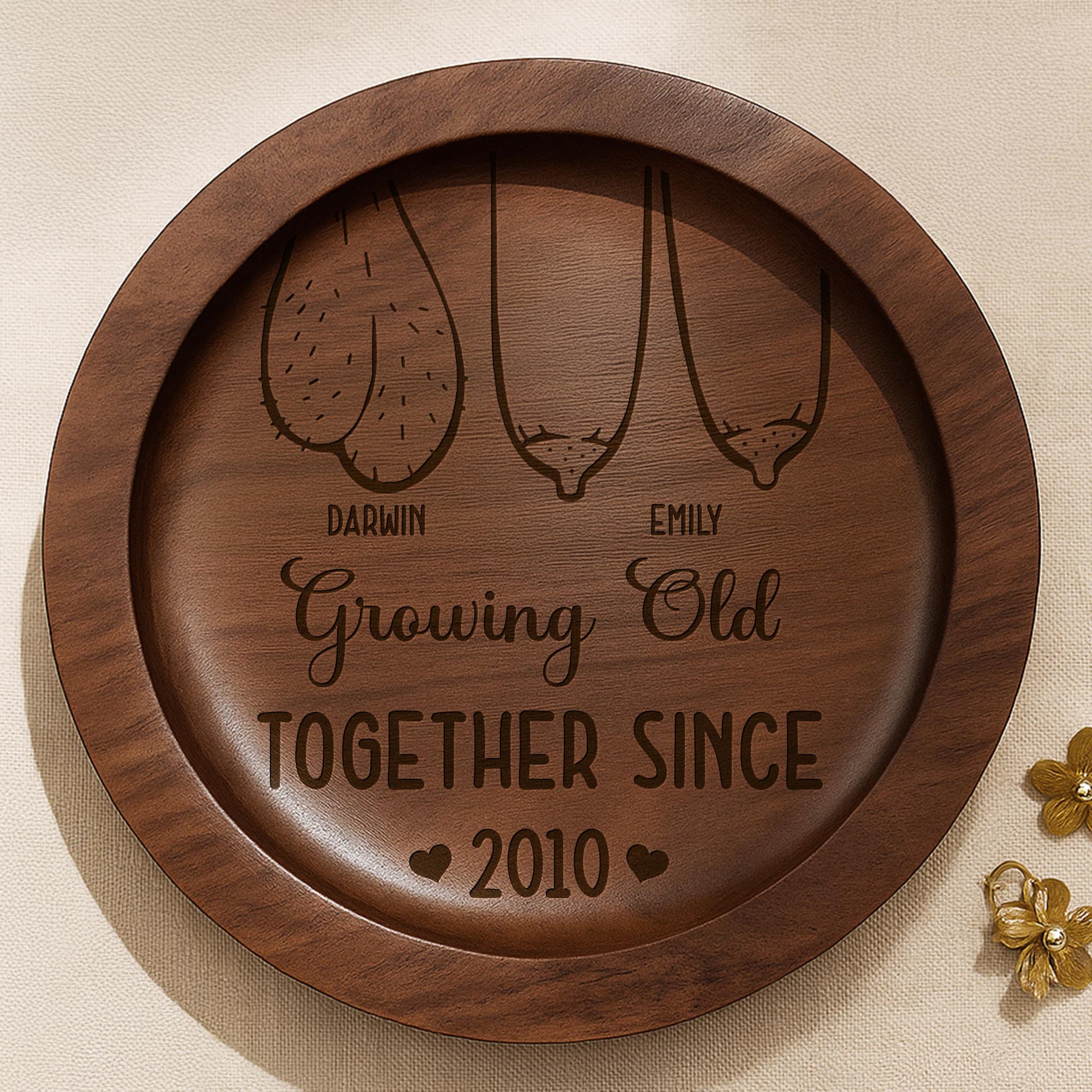 Growing Old Together, Wedding Rings And Heart Design