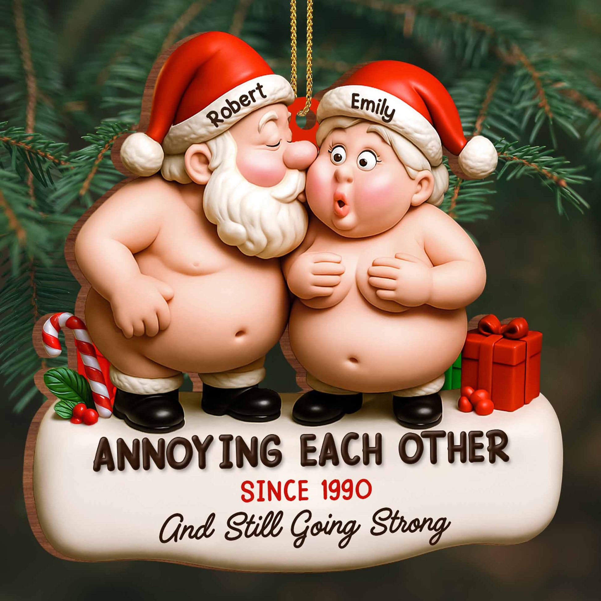 Annoying Each Other, Santa Hats And Gift Box