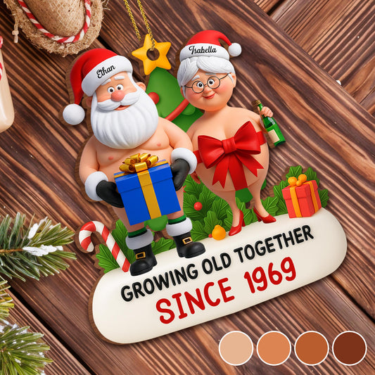 Growing Old Together Santa And Mrs Claus Christmas - Personalized Custom Wood Ornament, Custom Shaped - CPL864_WDO