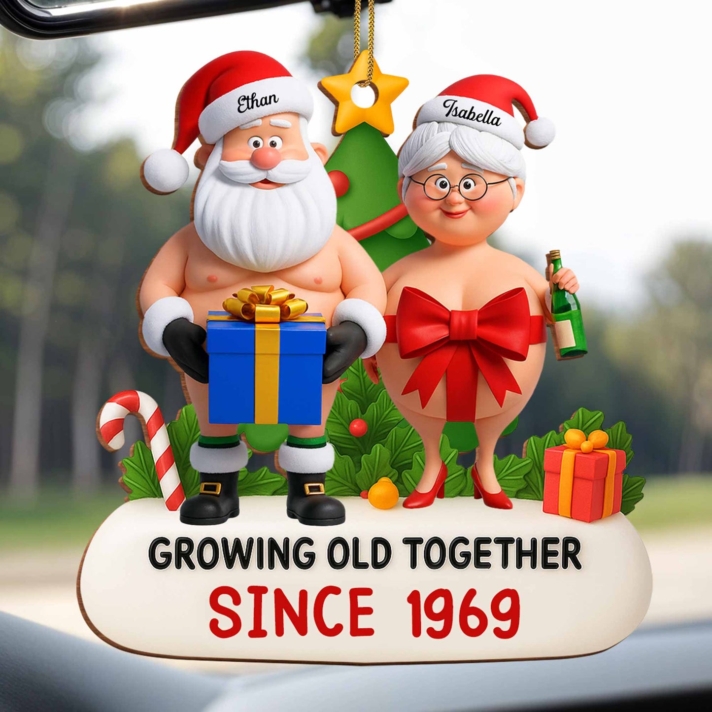 Growing Old Together Santa And Mrs Claus Christmas - Personalized Custom Wood Ornament, Custom Shaped - CPL864_WDO