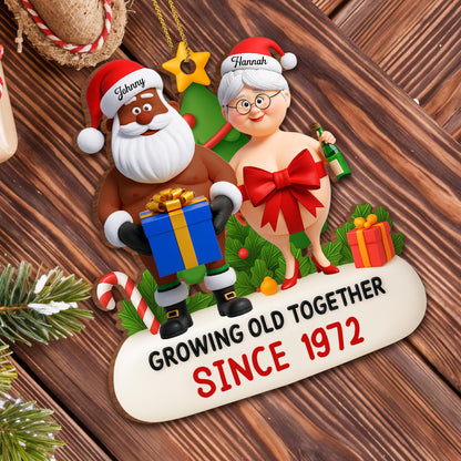 Growing Old Together Santa And Mrs Claus Christmas - Personalized Custom Wood Ornament, Custom Shaped - CPL864_WDO