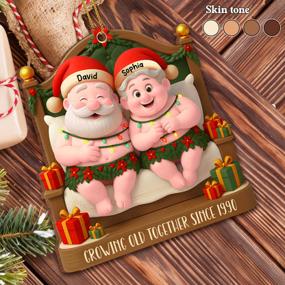 Growing Old Together With Santa Hats And Holly