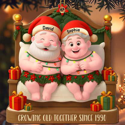 Growing Old Together With Santa Hats And Holly