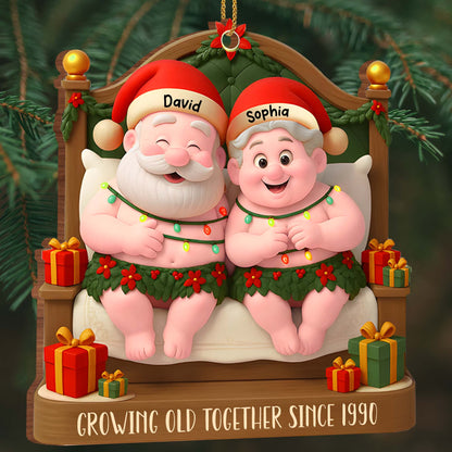 Growing Old Together With Santa Hats And Holly