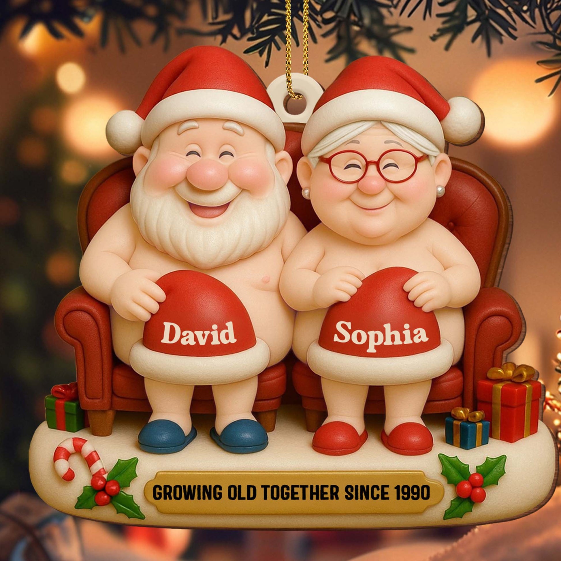 Growing Old Together, Santa Hats And Christmas Gifts