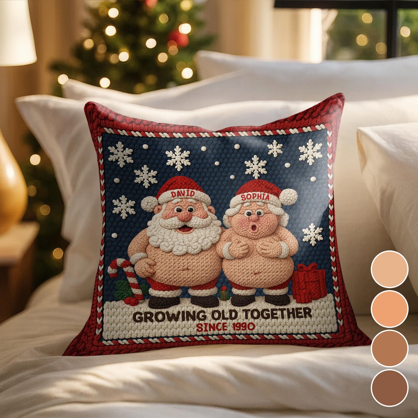 Growing Old Together Since, Santa And Snowflakes Design