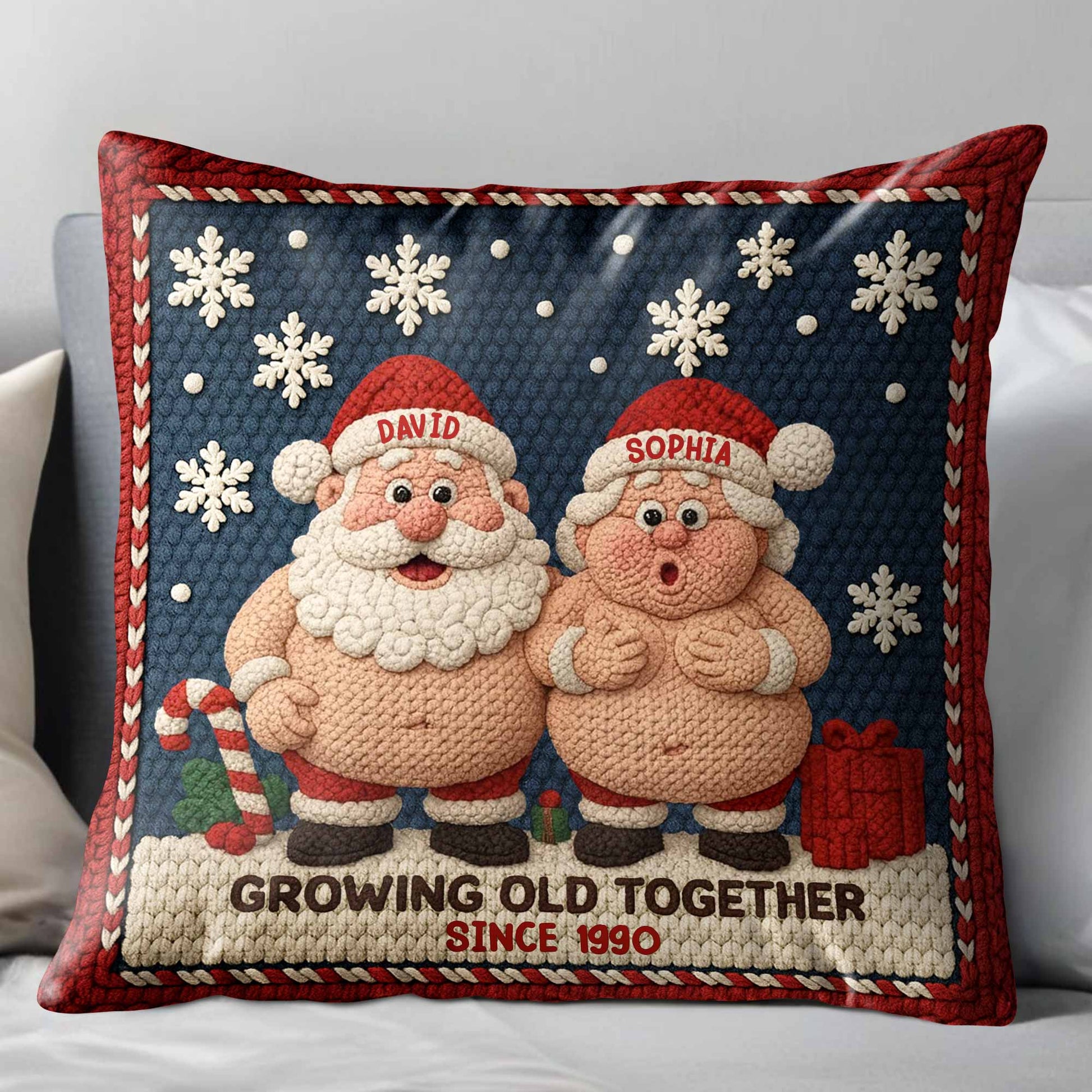 Growing Old Together Since, Santa And Snowflakes Design