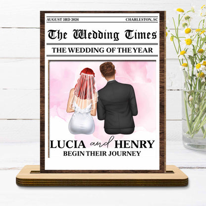 Begin Their Journey, Newspaper Wedding Couple Plaque
