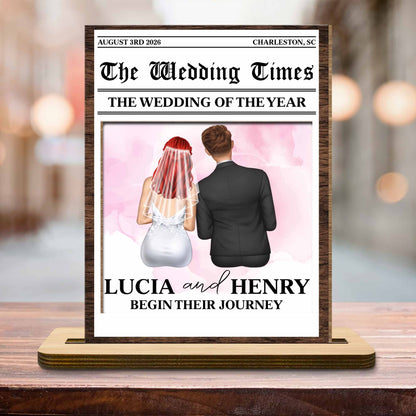 Begin Their Journey, Newspaper Wedding Couple Plaque