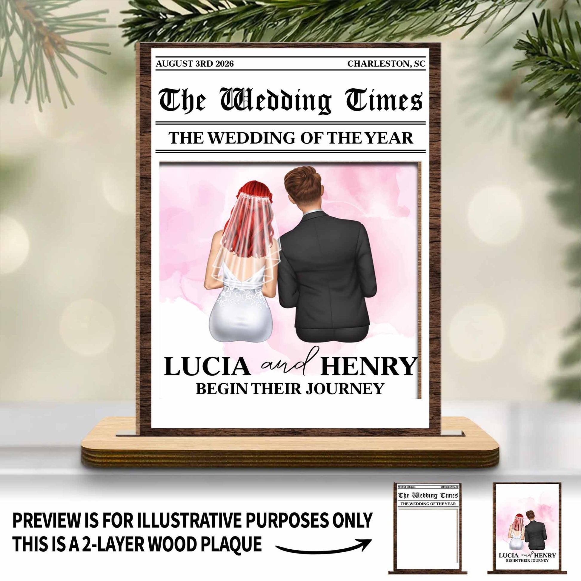 Begin Their Journey, Newspaper Wedding Couple Plaque