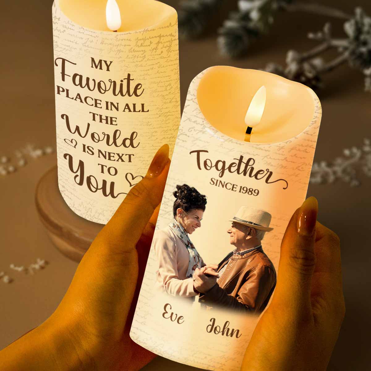 Favorite Place In The World Is Next To You, Candle, Custom Photo
